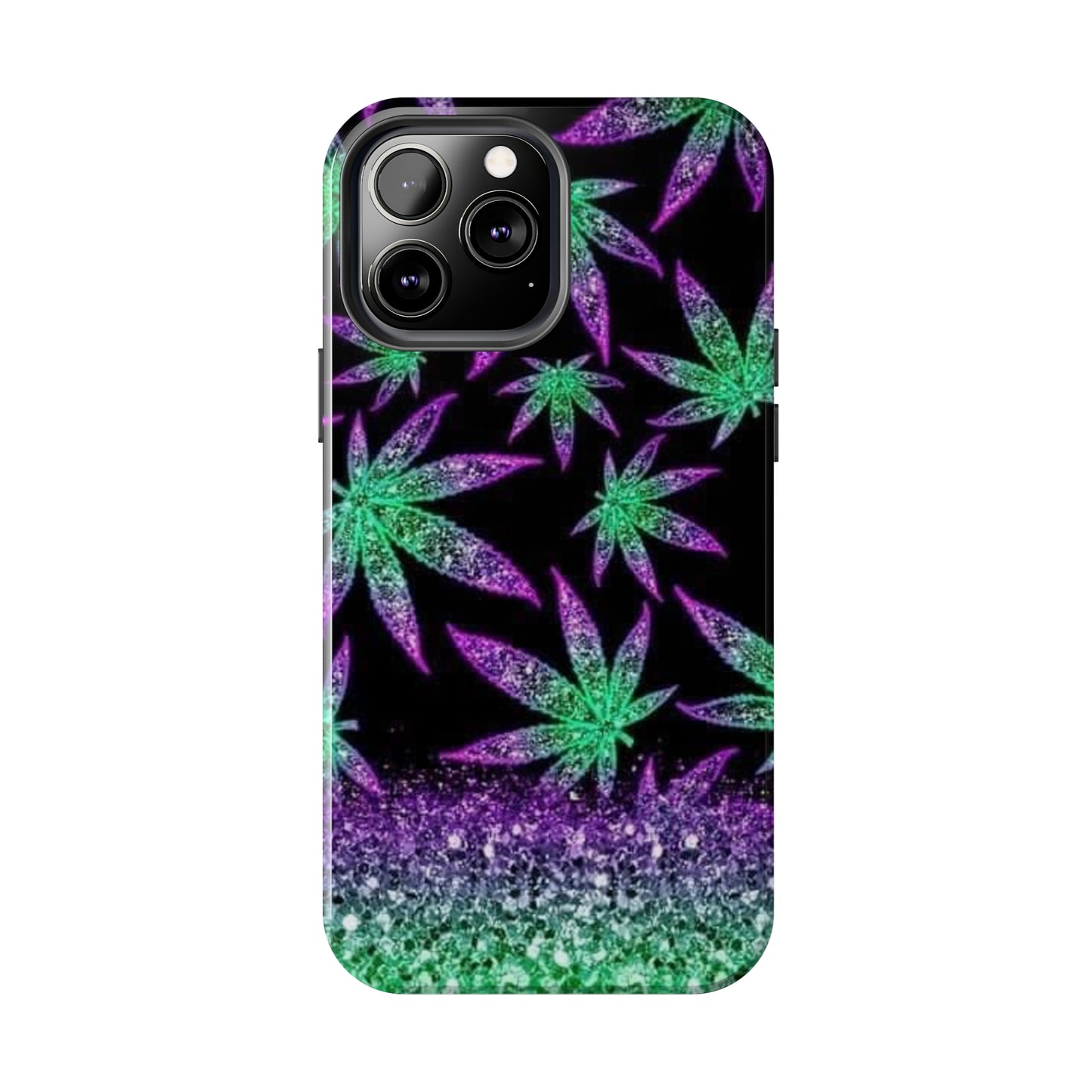 Marijuana Weed Leaf Glitter Tough Phone Case