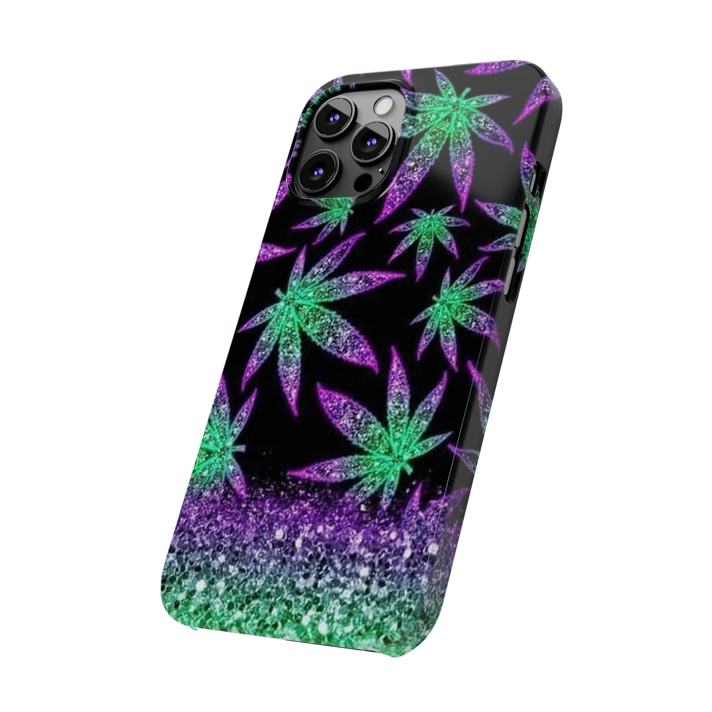 Marijuana Weed Leaf Glitter Slim Phone Case