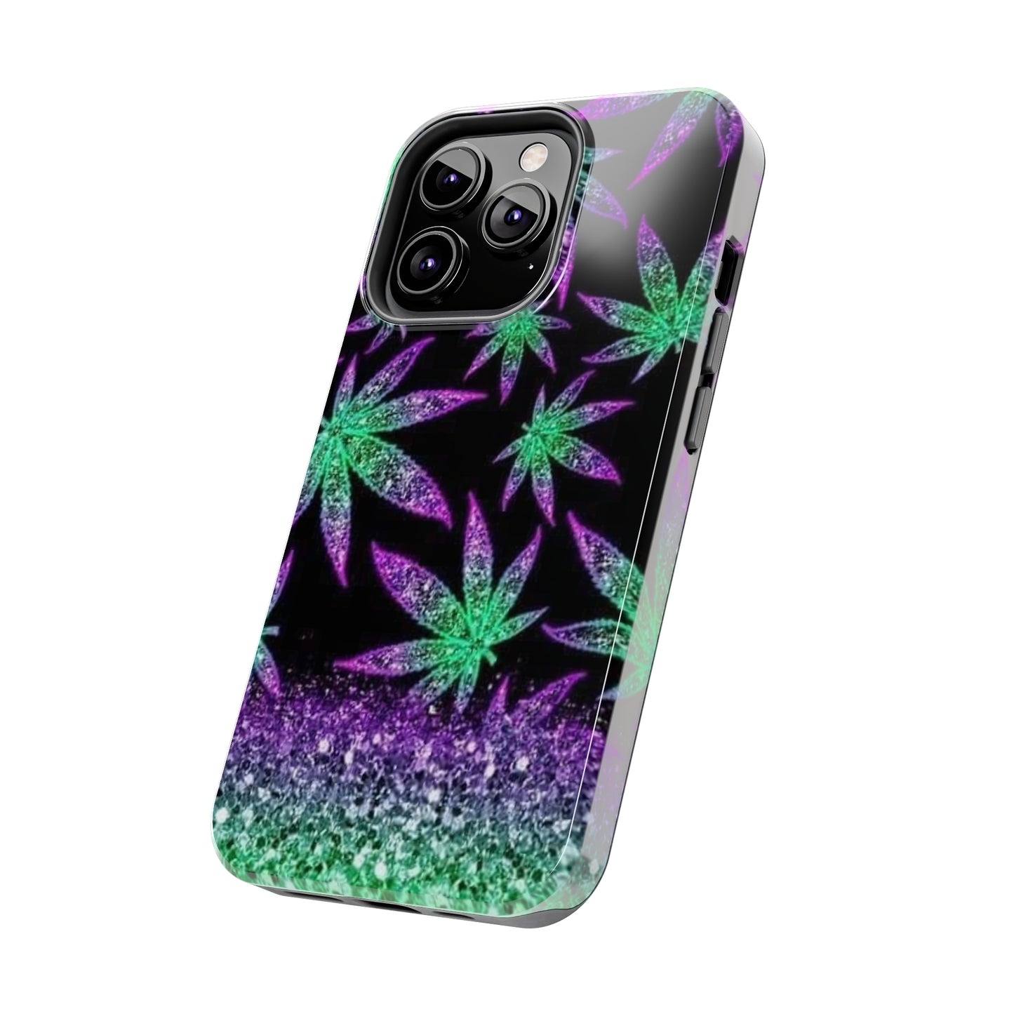 Marijuana Weed Leaf Glitter Tough Phone Case