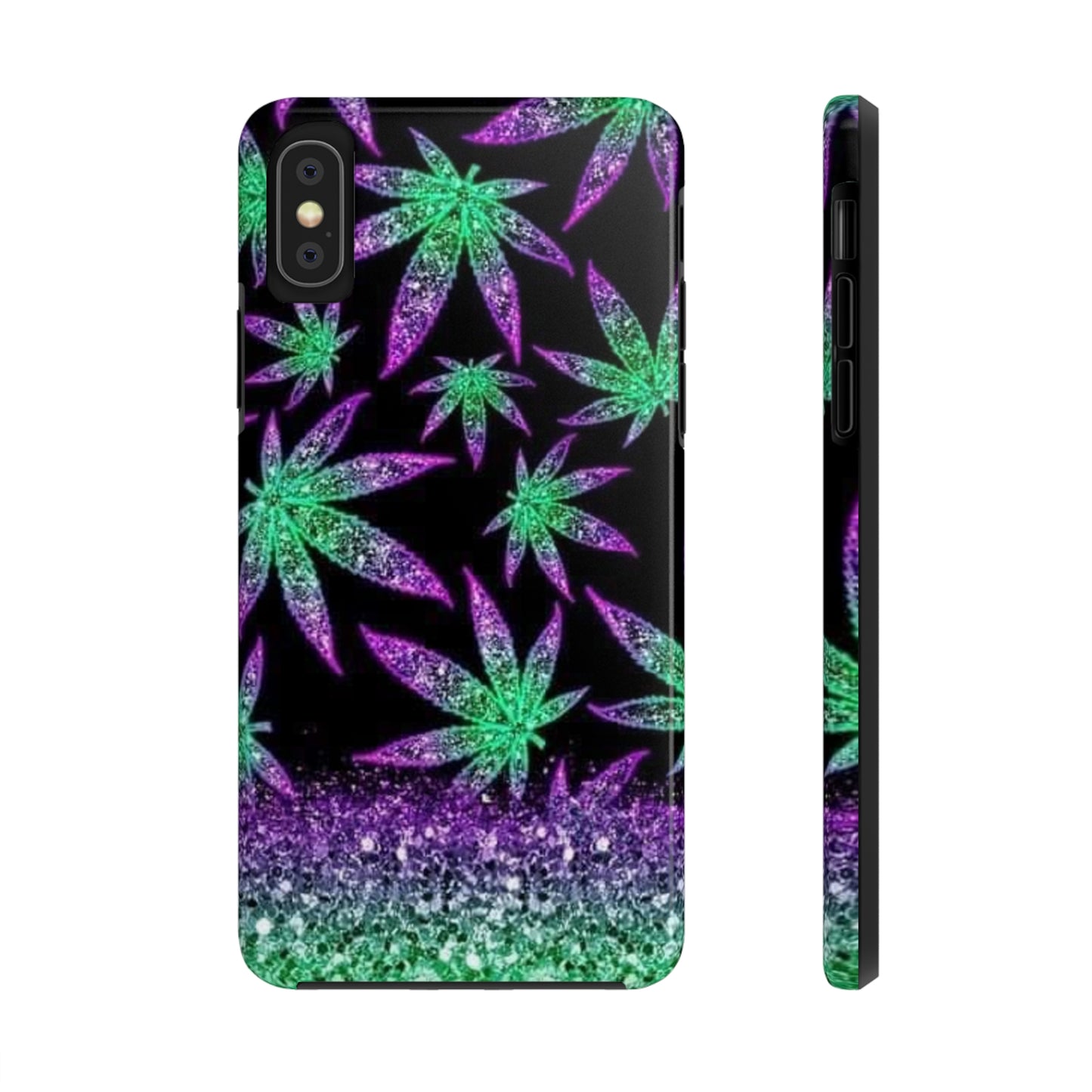 Marijuana Weed Leaf Glitter Tough Phone Case