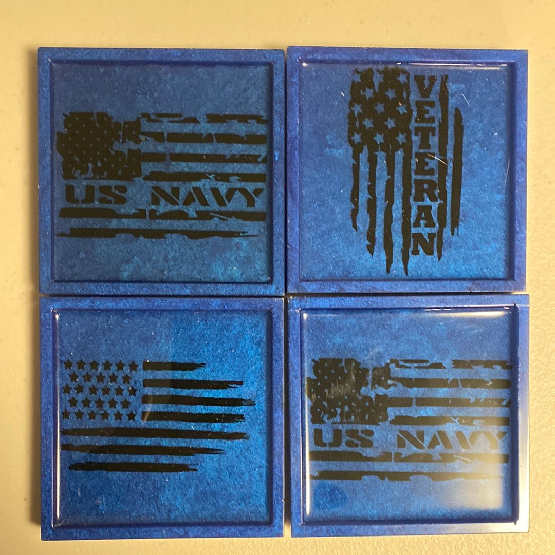 United States Military Decal Resin Coasters - singles or sets of 4