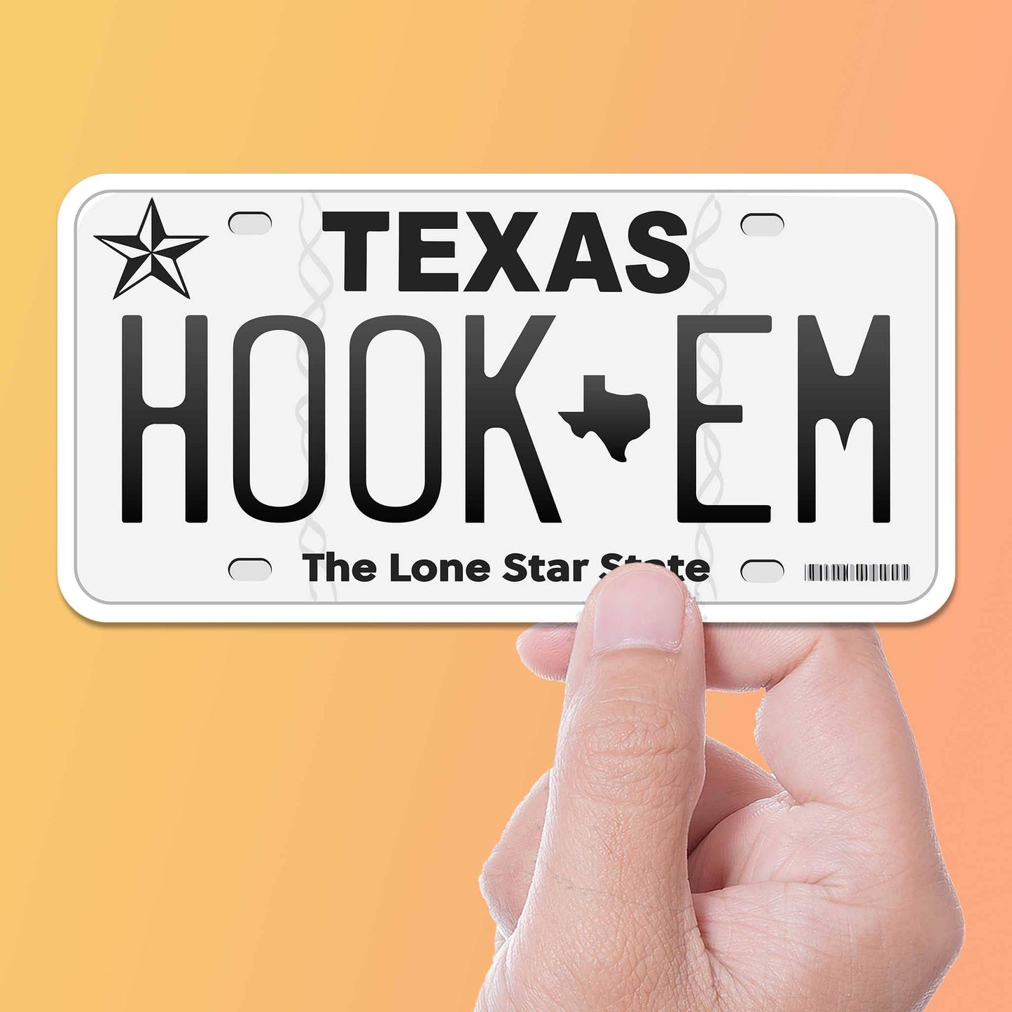 Hook Em Texas License Plate Sticker