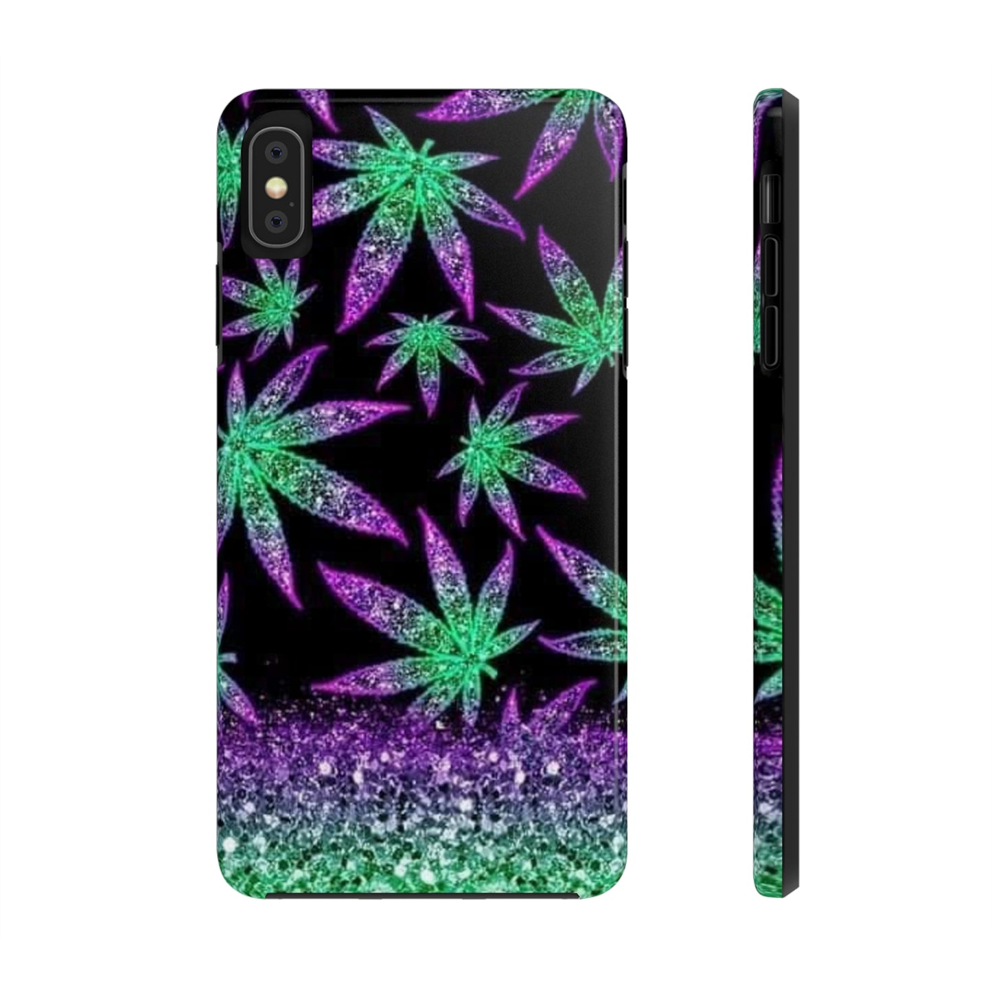 Marijuana Weed Leaf Glitter Tough Phone Case