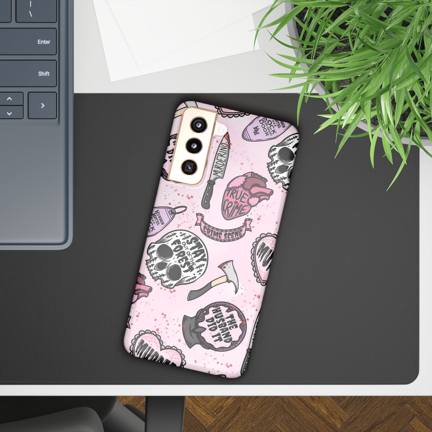 Pink True Crime Slim Phone Cases - Samsung