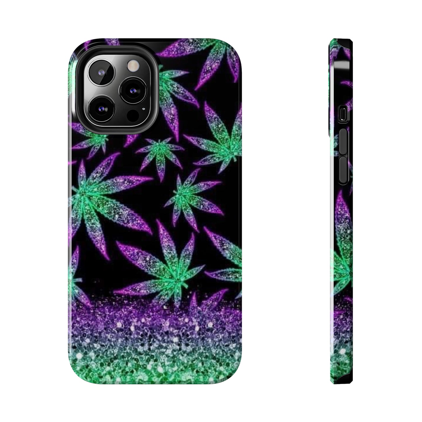 Marijuana Weed Leaf Glitter Tough Phone Case