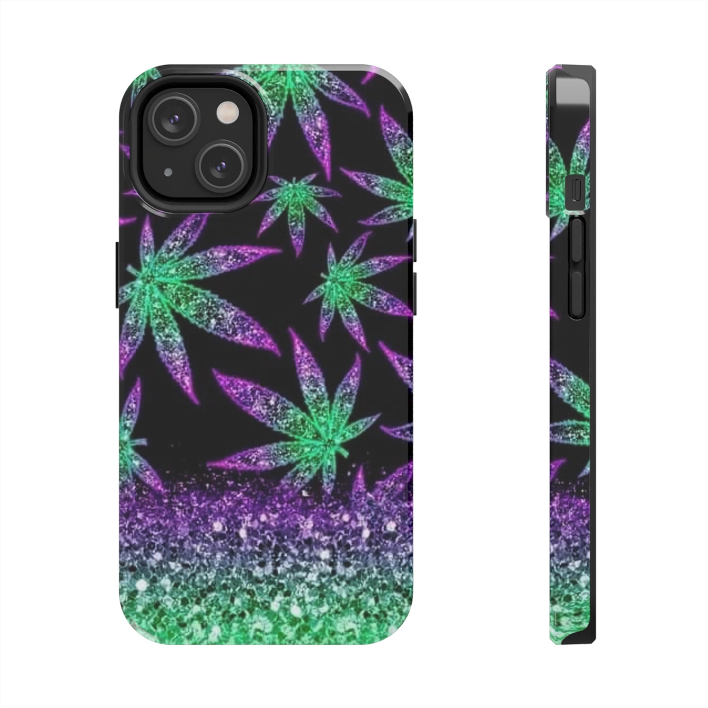 Marijuana Weed Leaf Glitter Tough Phone Case