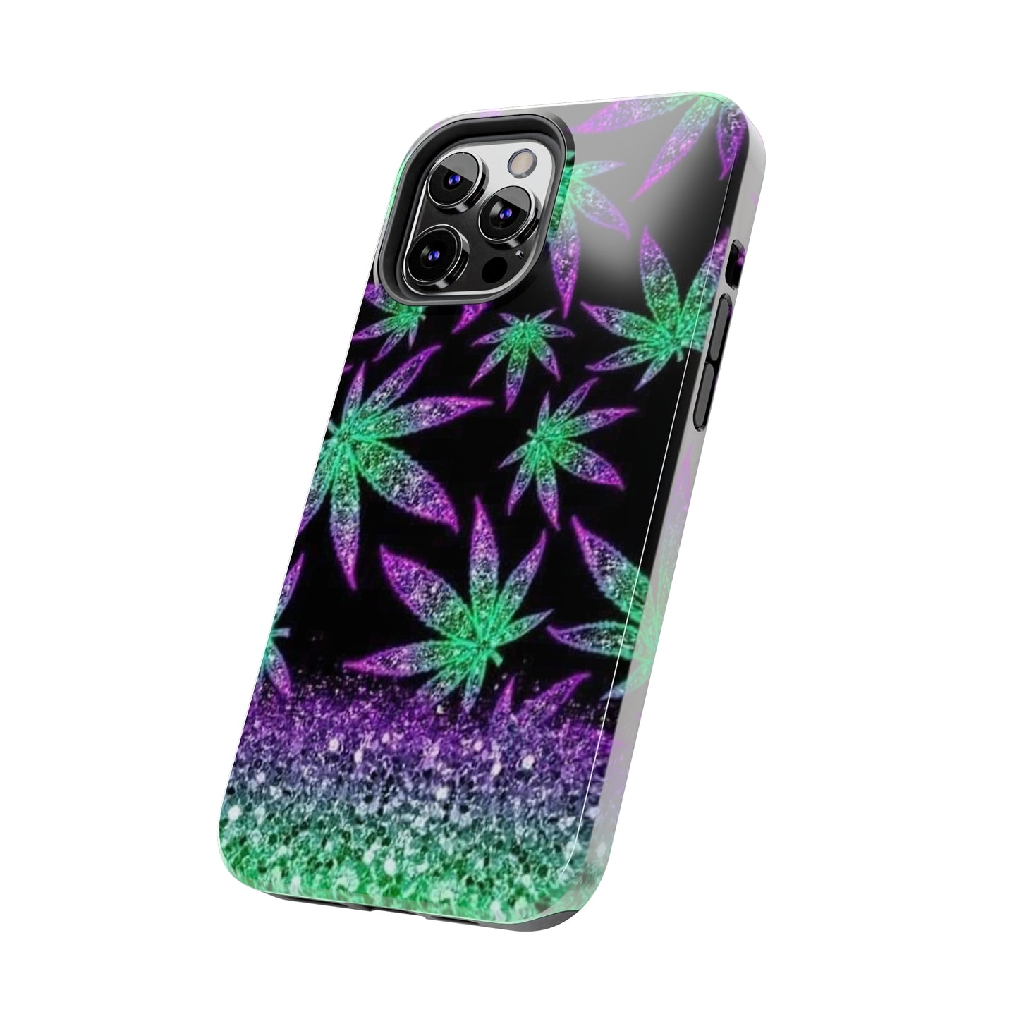 Marijuana Weed Leaf Glitter Tough Phone Case