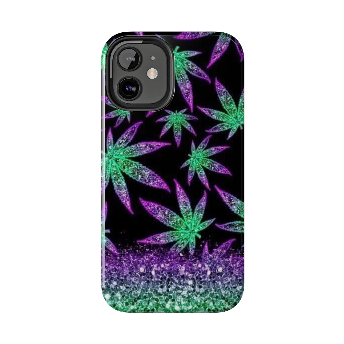 Marijuana Weed Leaf Glitter Tough Phone Case