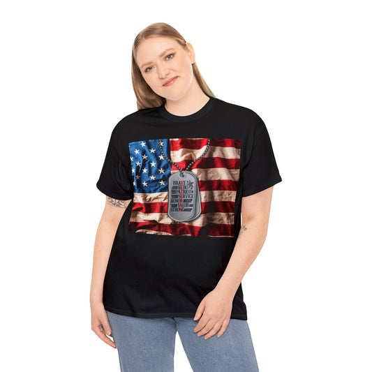 American Flag Veteran Dog Tag T-Shirt