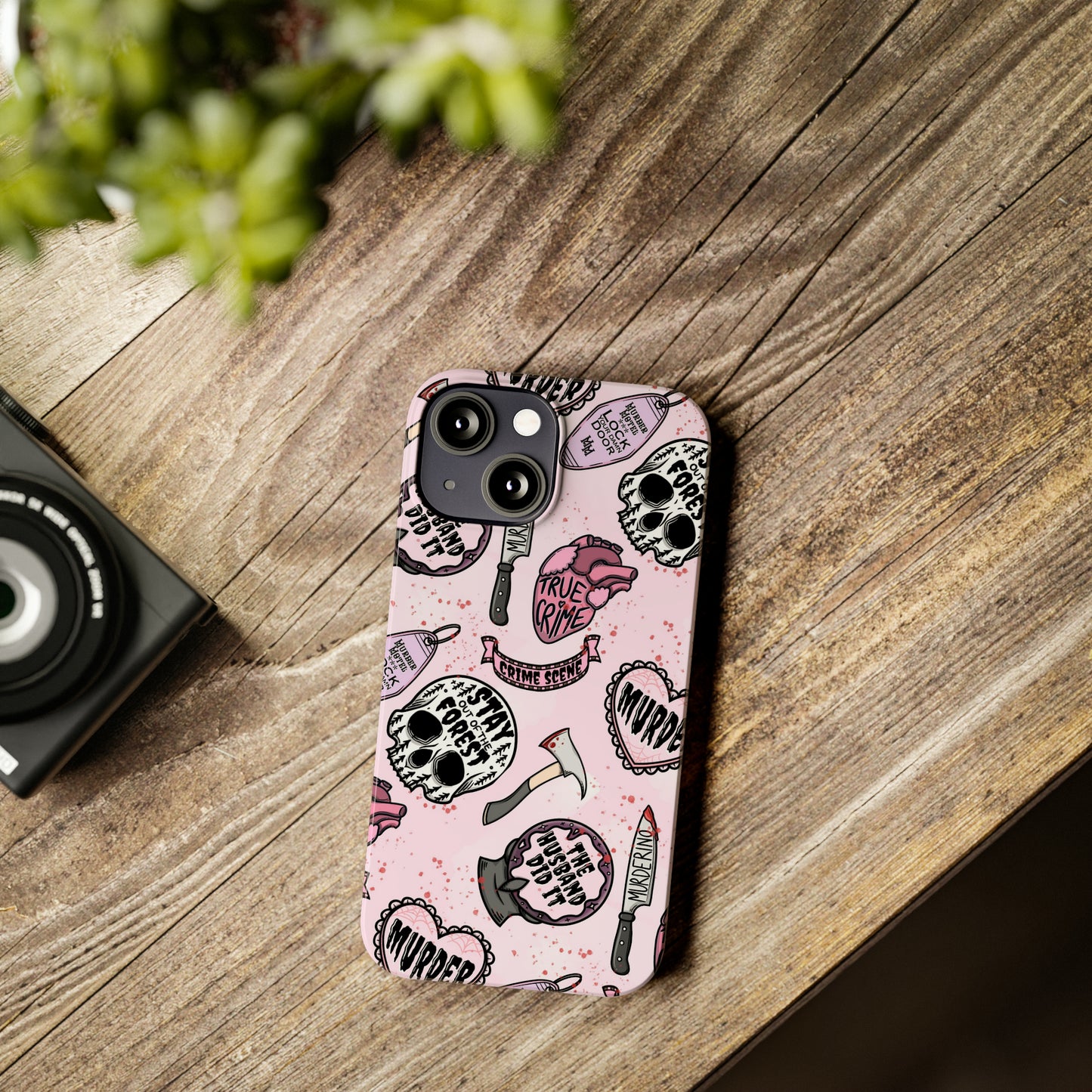 Pink True Crime Slim Phone Cases