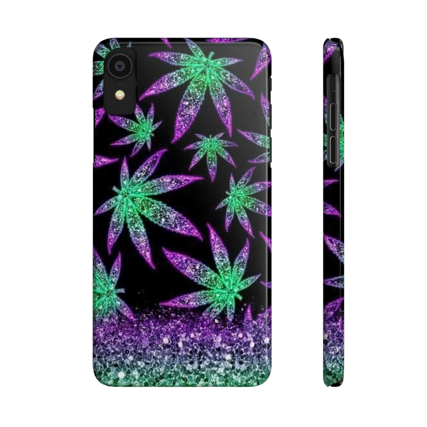 Marijuana Weed Leaf Glitter Slim Phone Case