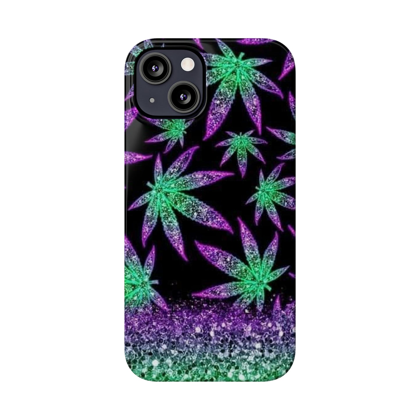 Marijuana Weed Leaf Glitter Slim Phone Case