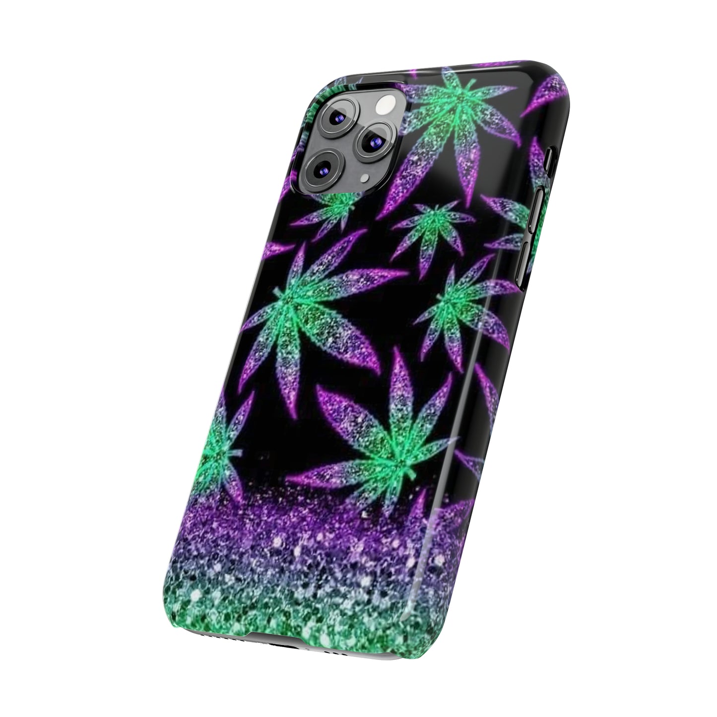 Marijuana Weed Leaf Glitter Slim Phone Case