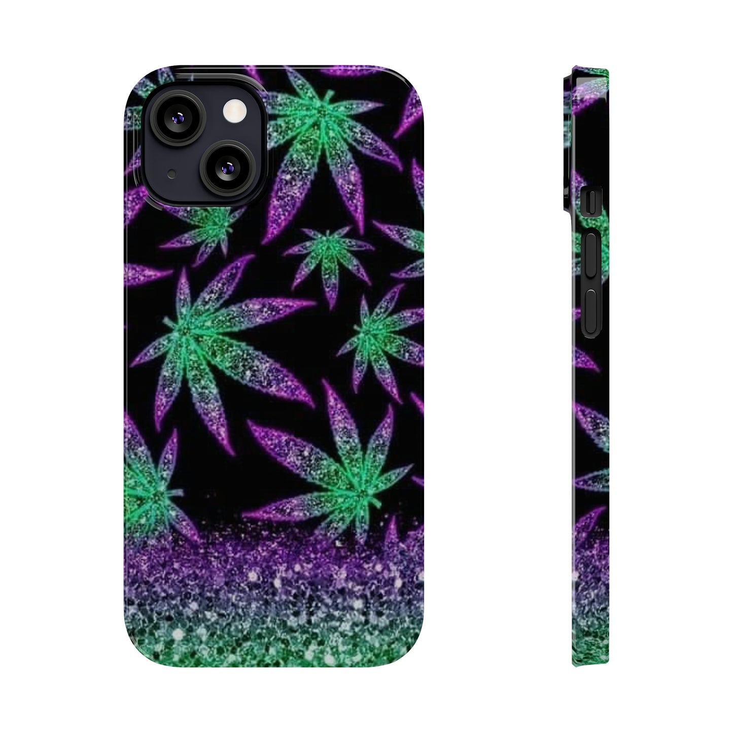 Marijuana Weed Leaf Glitter Slim Phone Case