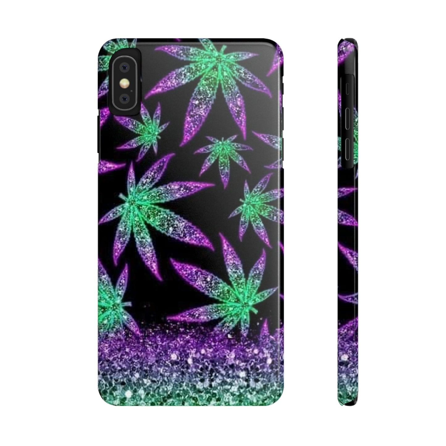 Marijuana Weed Leaf Glitter Slim Phone Case