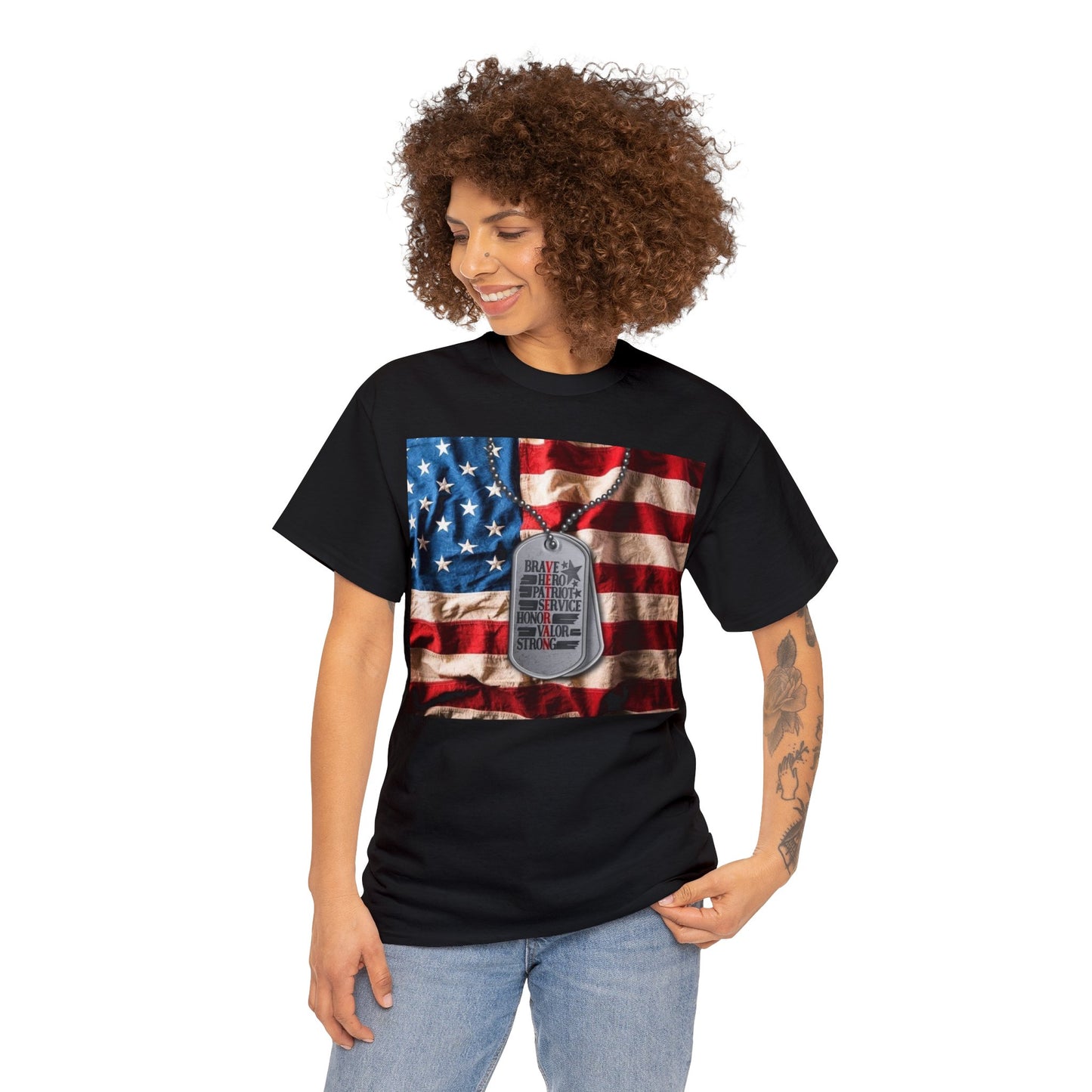 American Flag Veteran Dog Tag T-Shirt