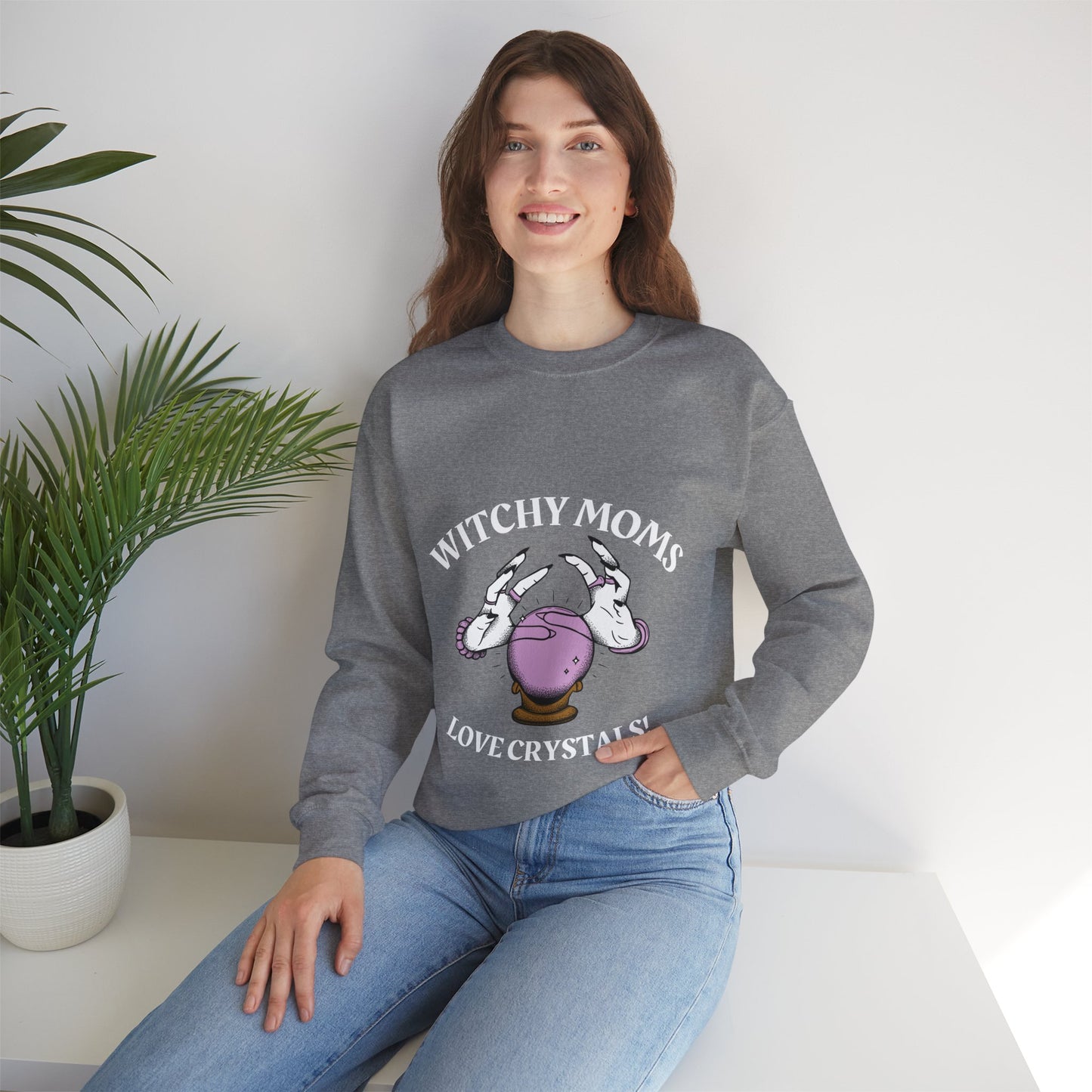 Witchy Moms Love Crystals Crewneck Sweatshirt