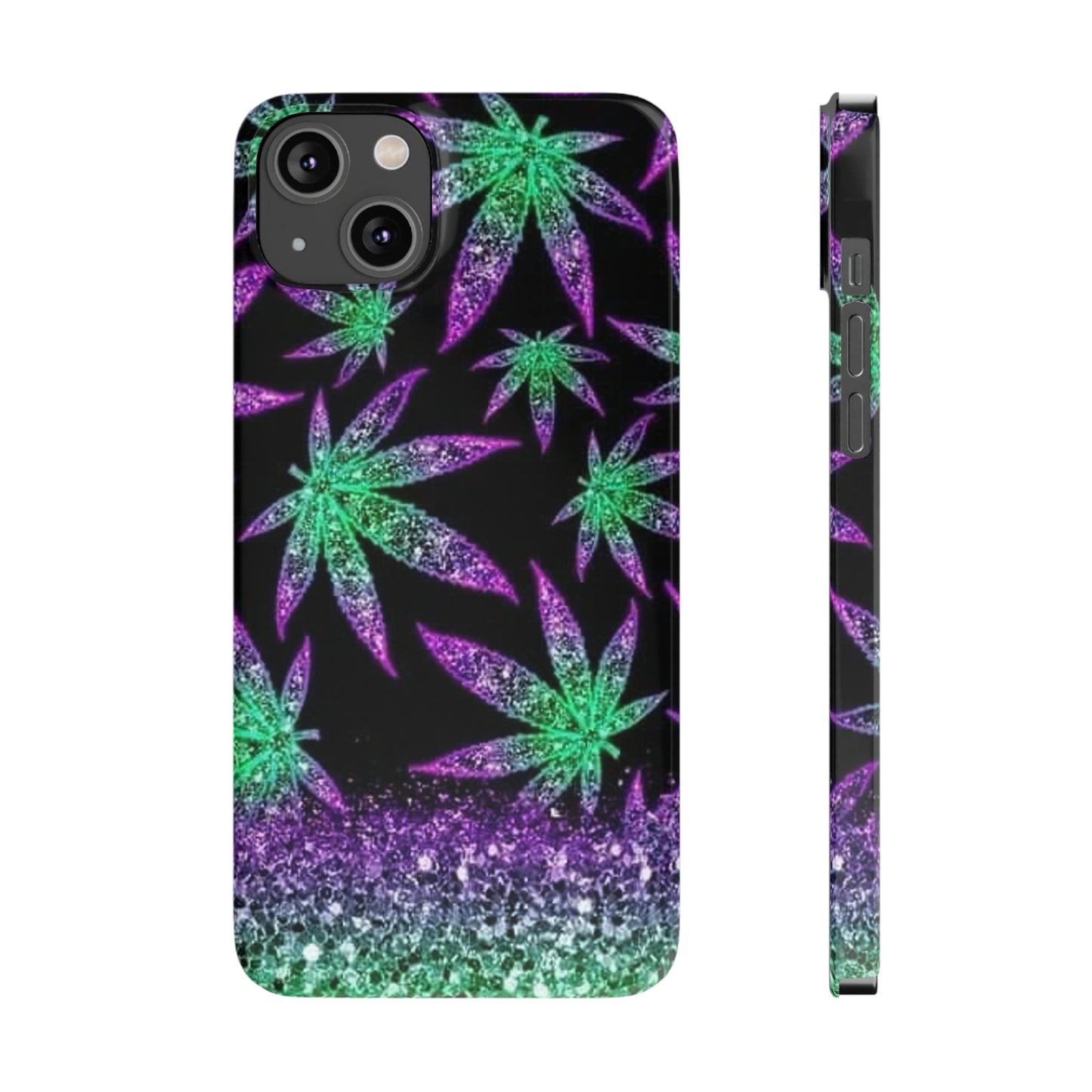 Marijuana Weed Leaf Glitter Slim Phone Case