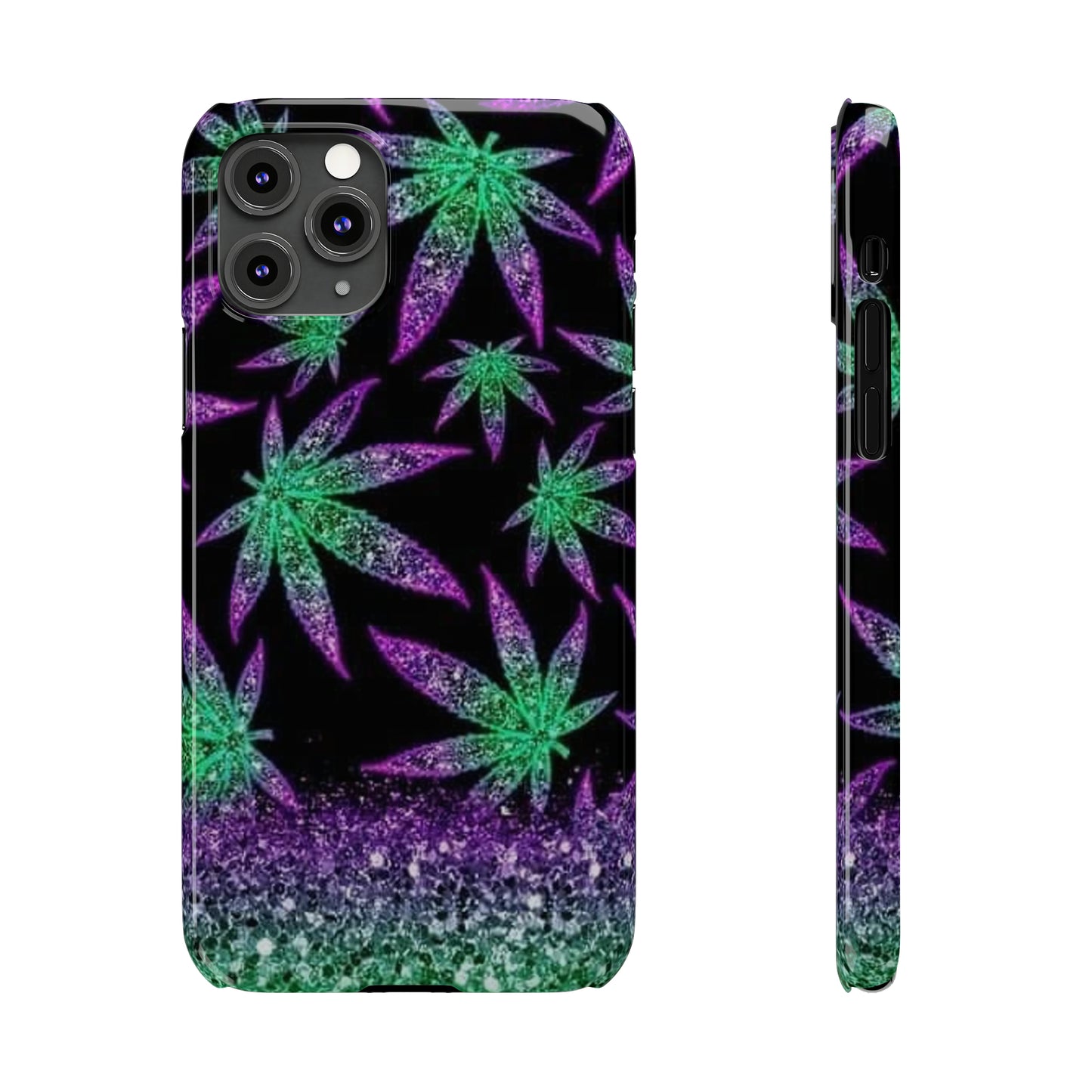 Marijuana Weed Leaf Glitter Slim Phone Case