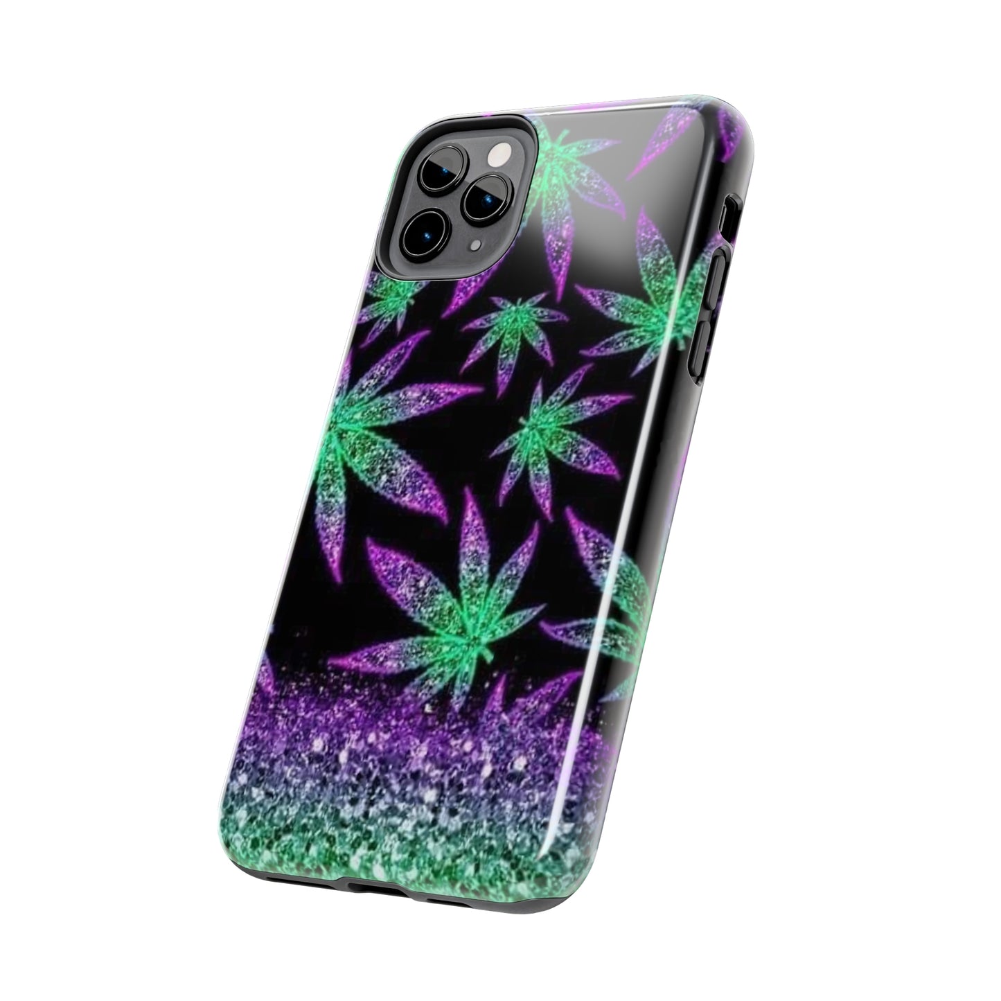 Marijuana Weed Leaf Glitter Tough Phone Case