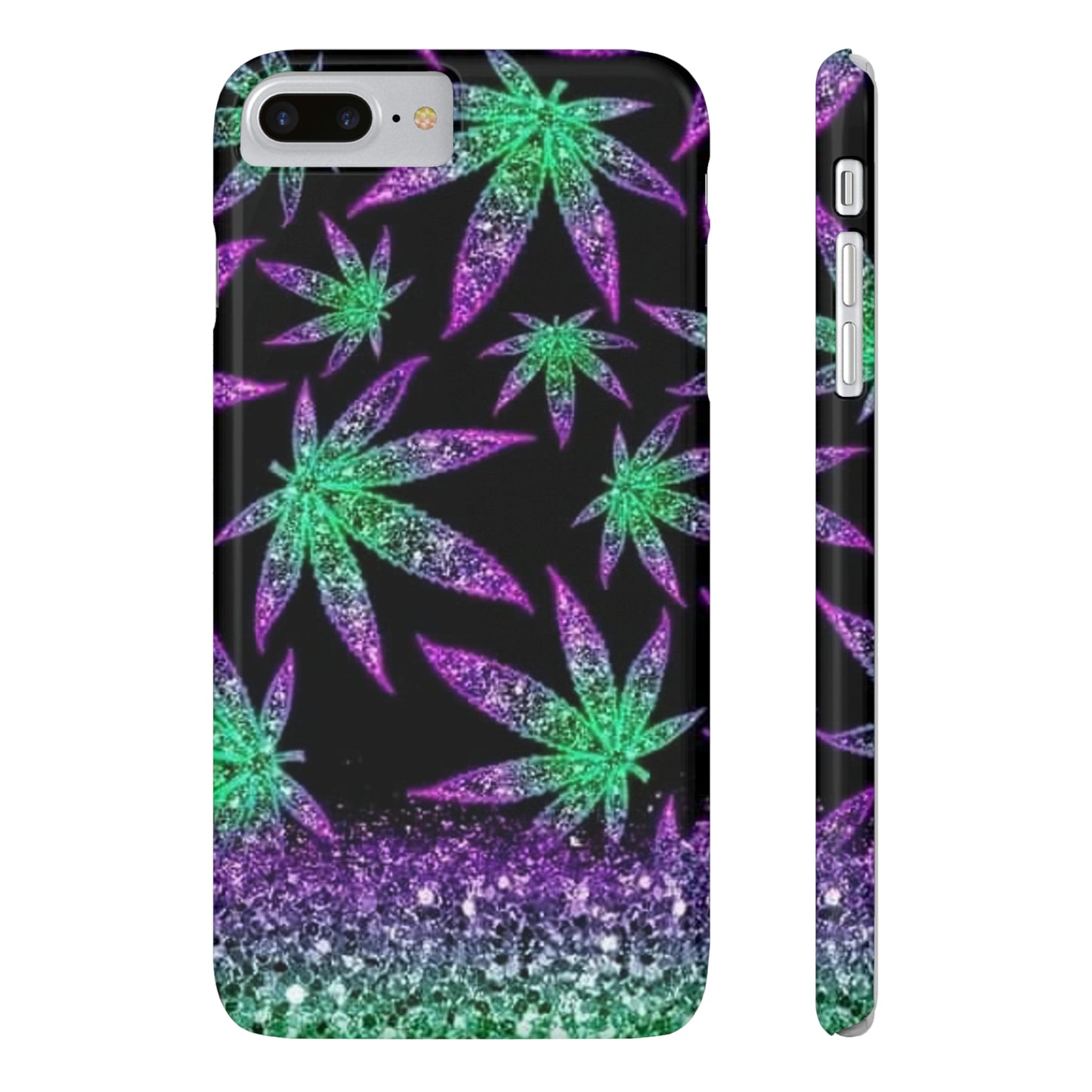 Marijuana Weed Leaf Glitter Slim Phone Case