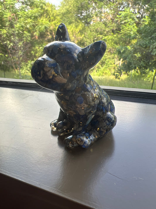 Genuine Gemstone Embedded Resin Bulldog