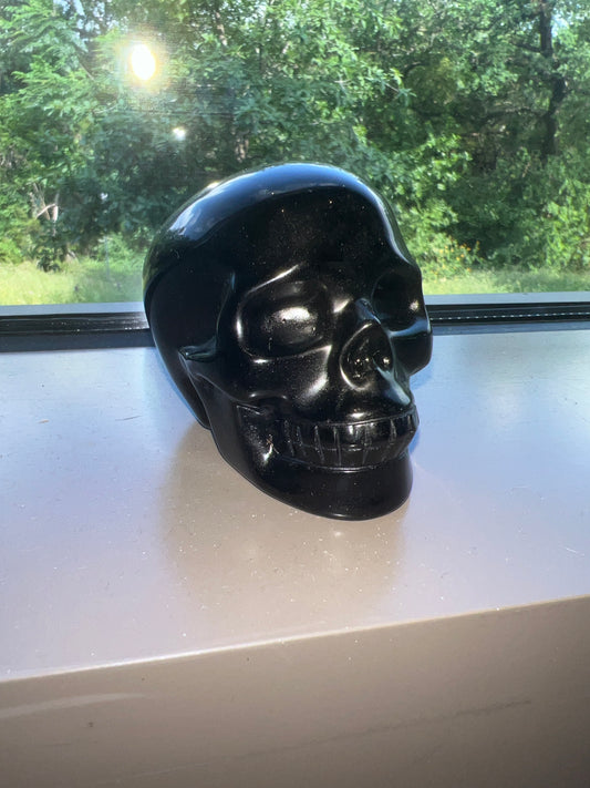 Black Obsidian Skull Carving
