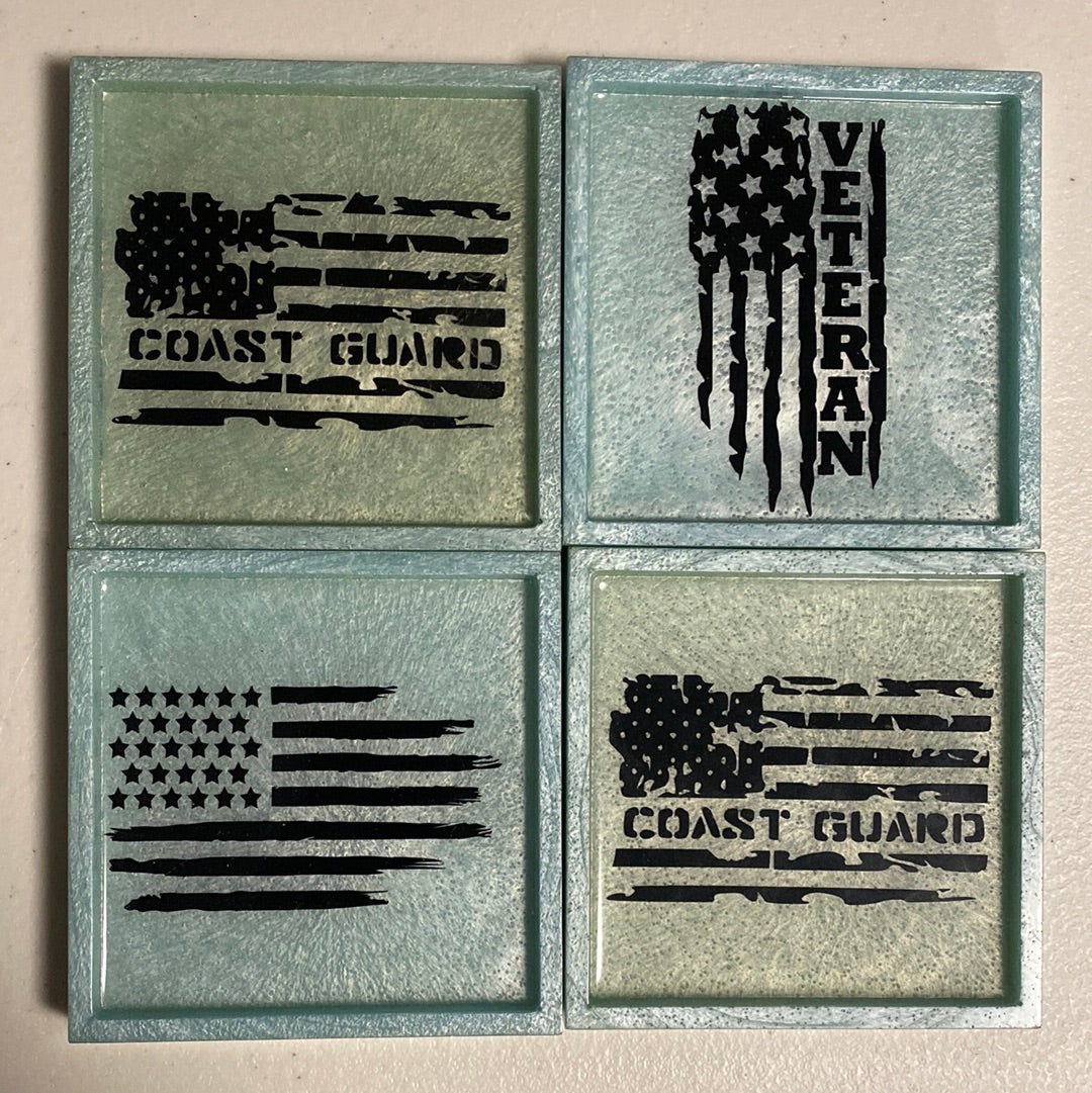 United States Military Decal Resin Coasters - singles or sets of 4