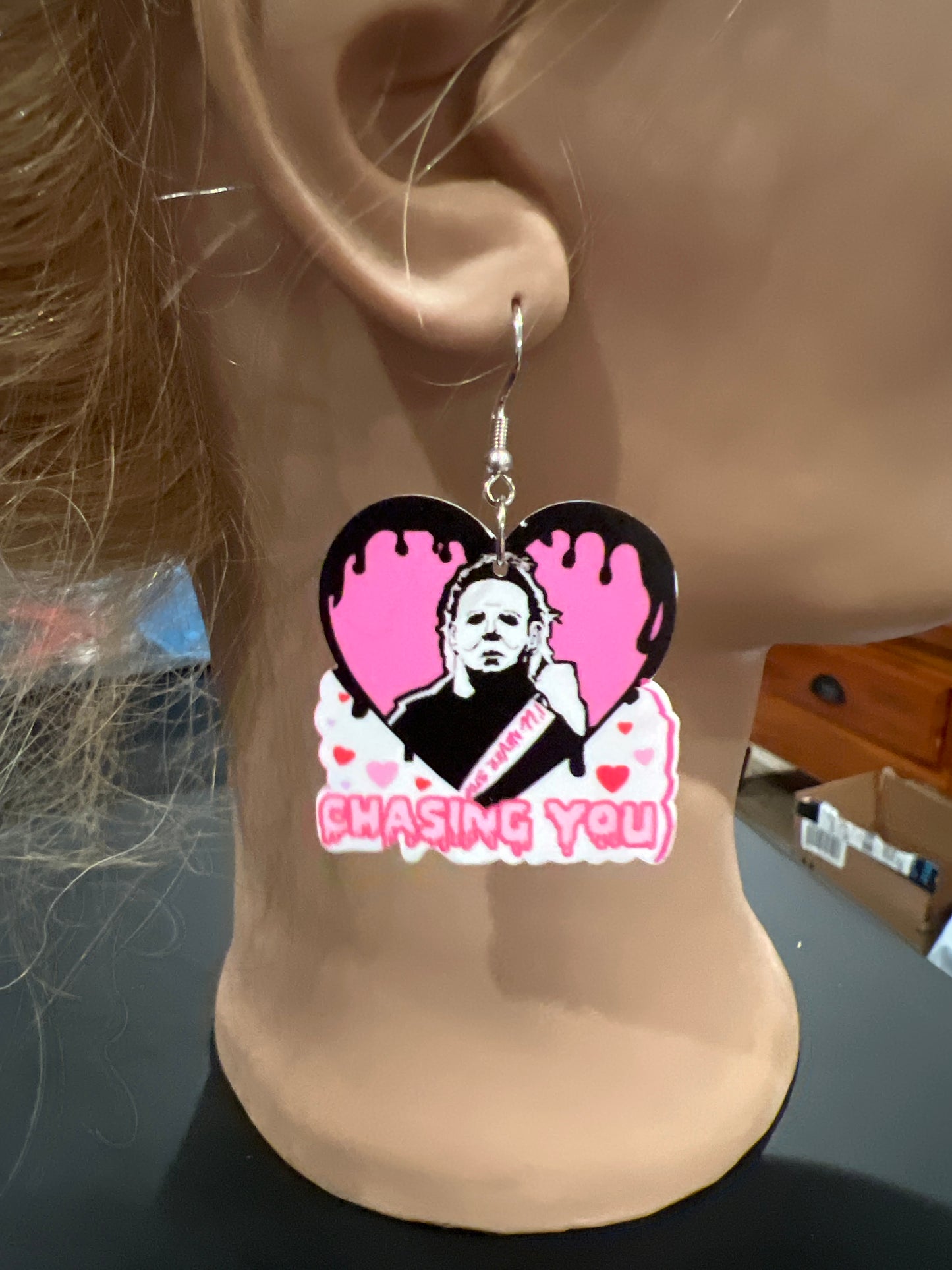 I’ll Never Stop Chasing You Pink Halloween Sterling Silver Dangle Earrings