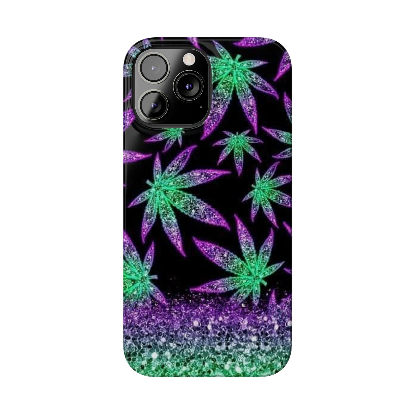 Marijuana Weed Leaf Glitter Slim Phone Case