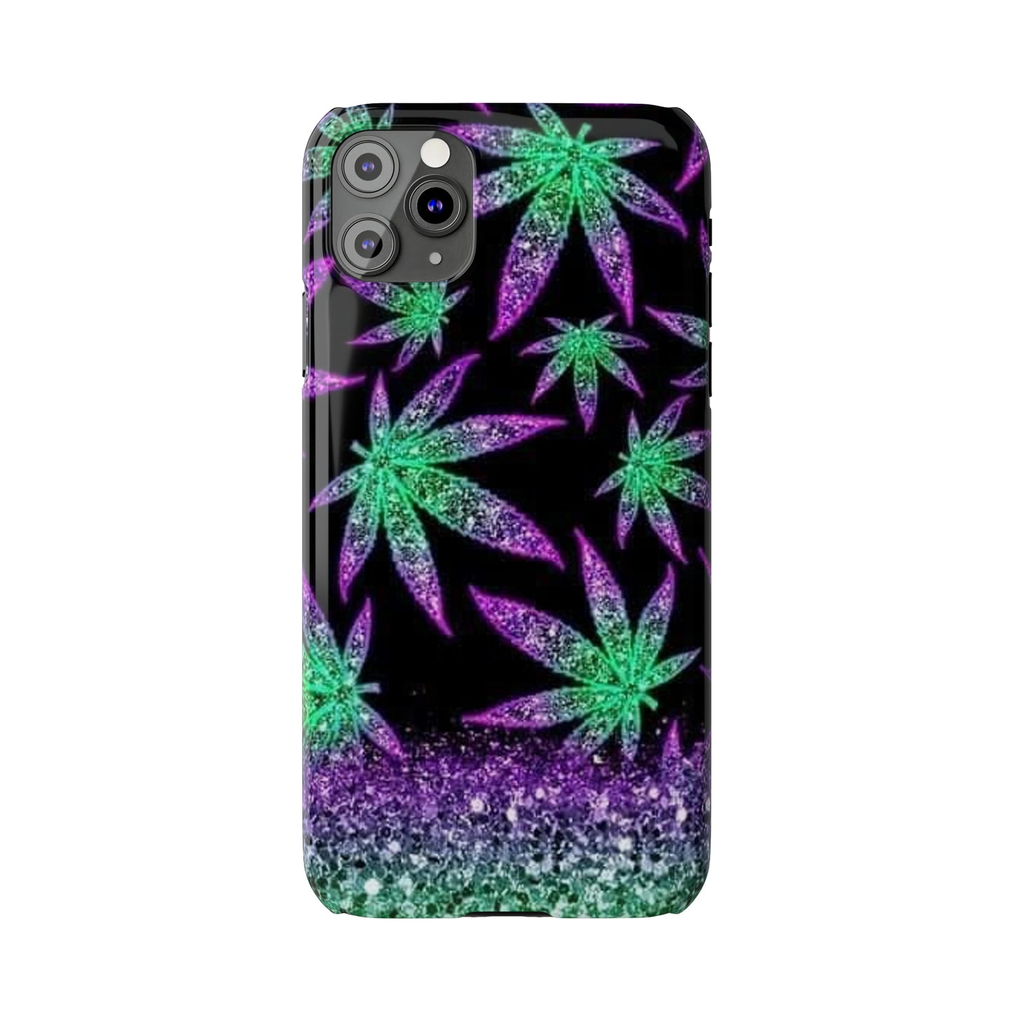 Marijuana Weed Leaf Glitter Slim Phone Case