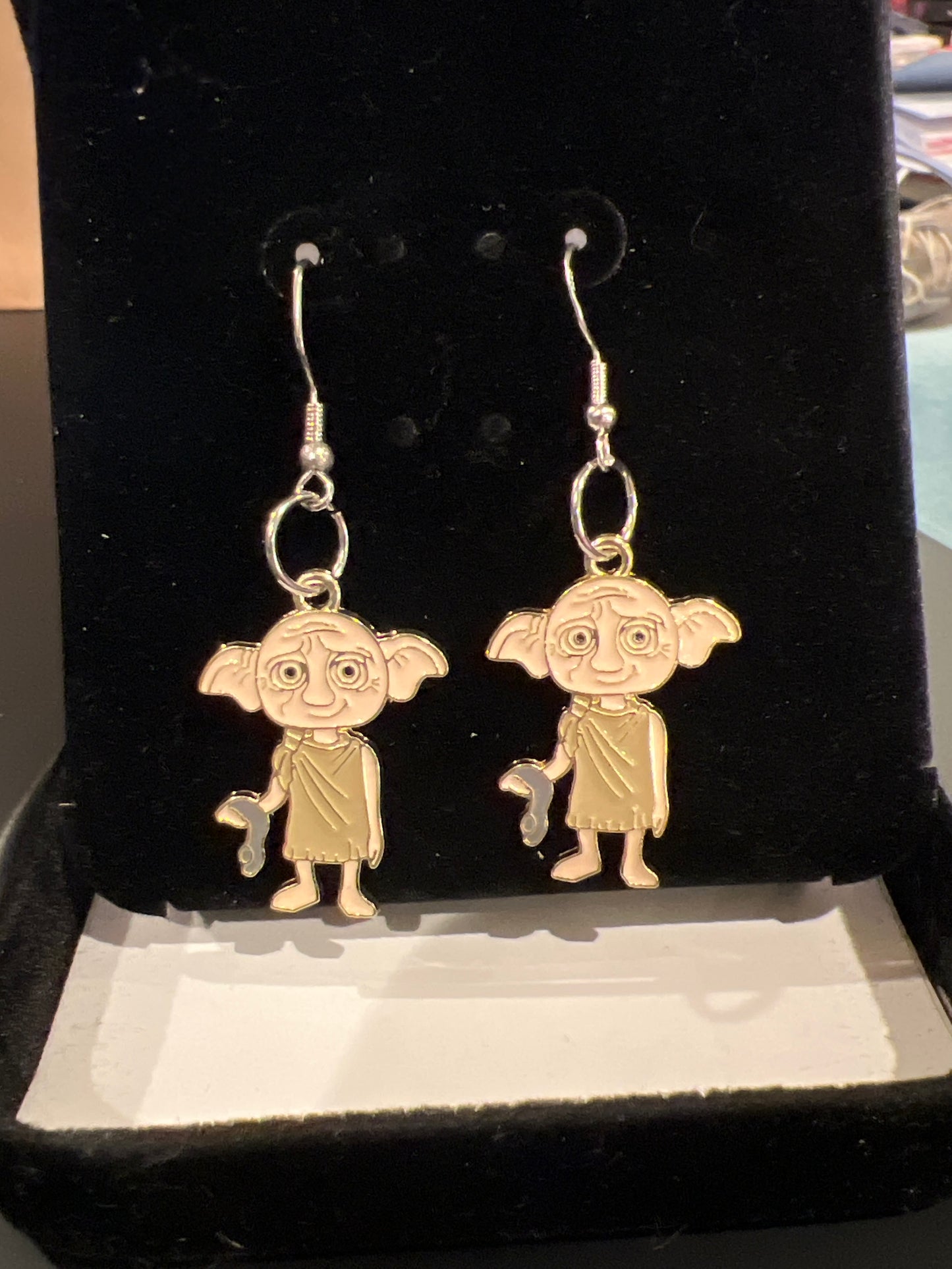 House Elf with Sock Sterling Silver Dangle Earrings