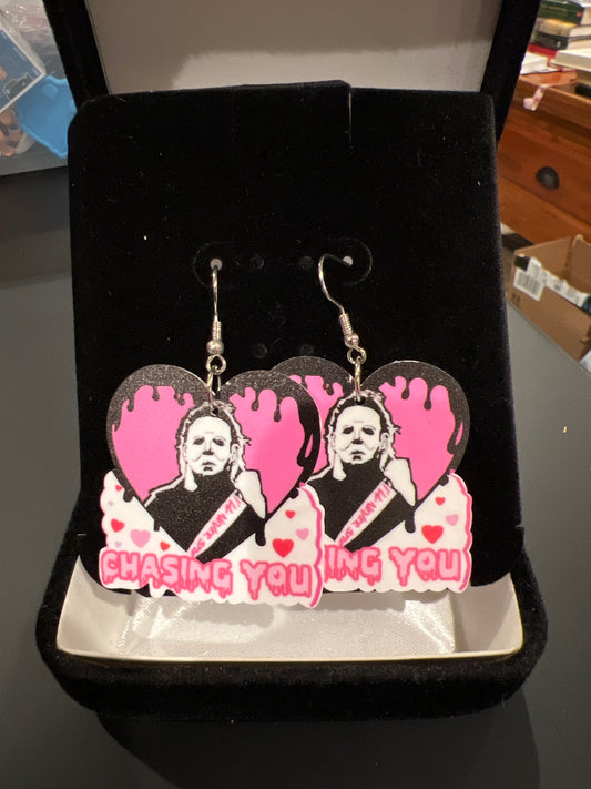 I’ll Never Stop Chasing You Pink Halloween Sterling Silver Dangle Earrings