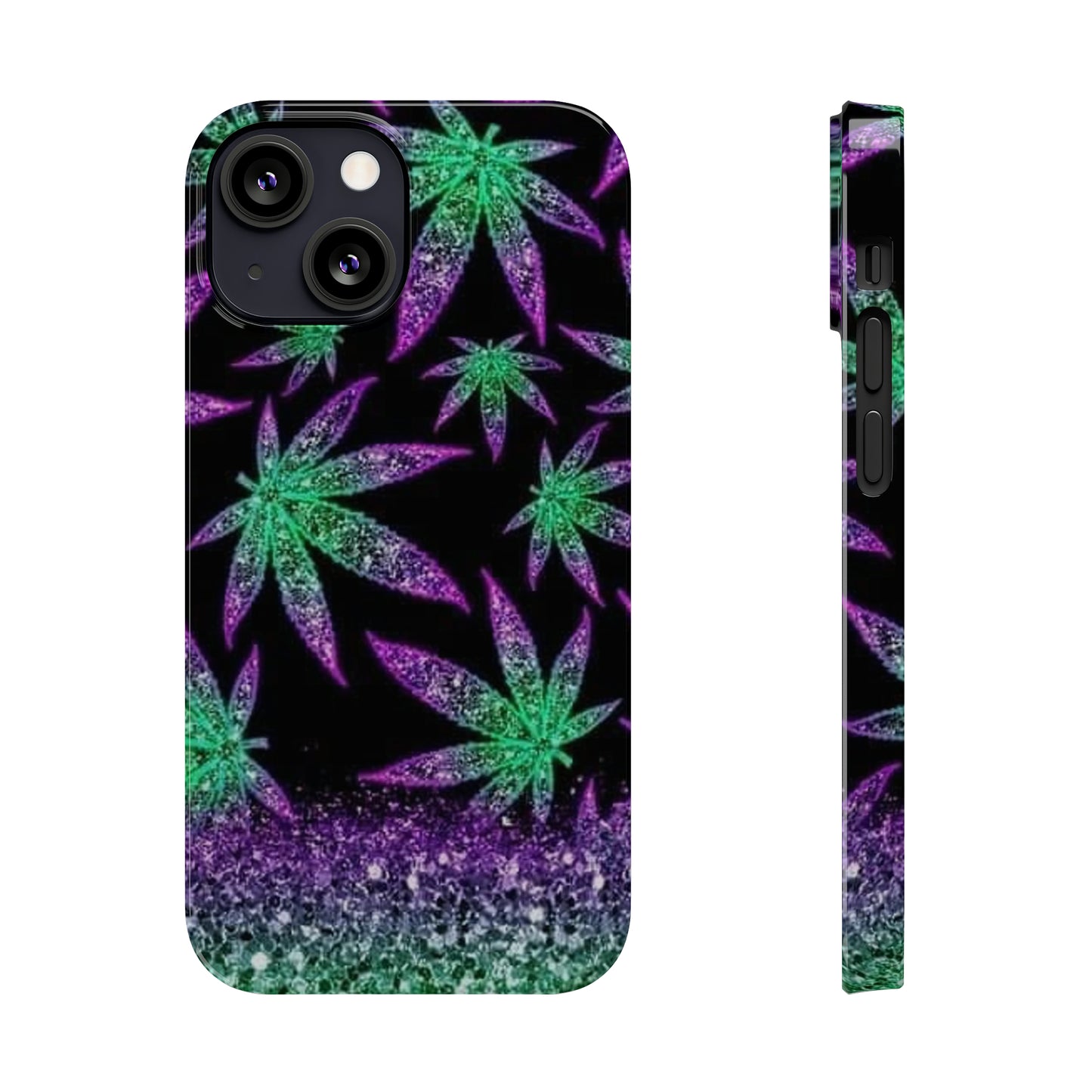 Marijuana Weed Leaf Glitter Slim Phone Case