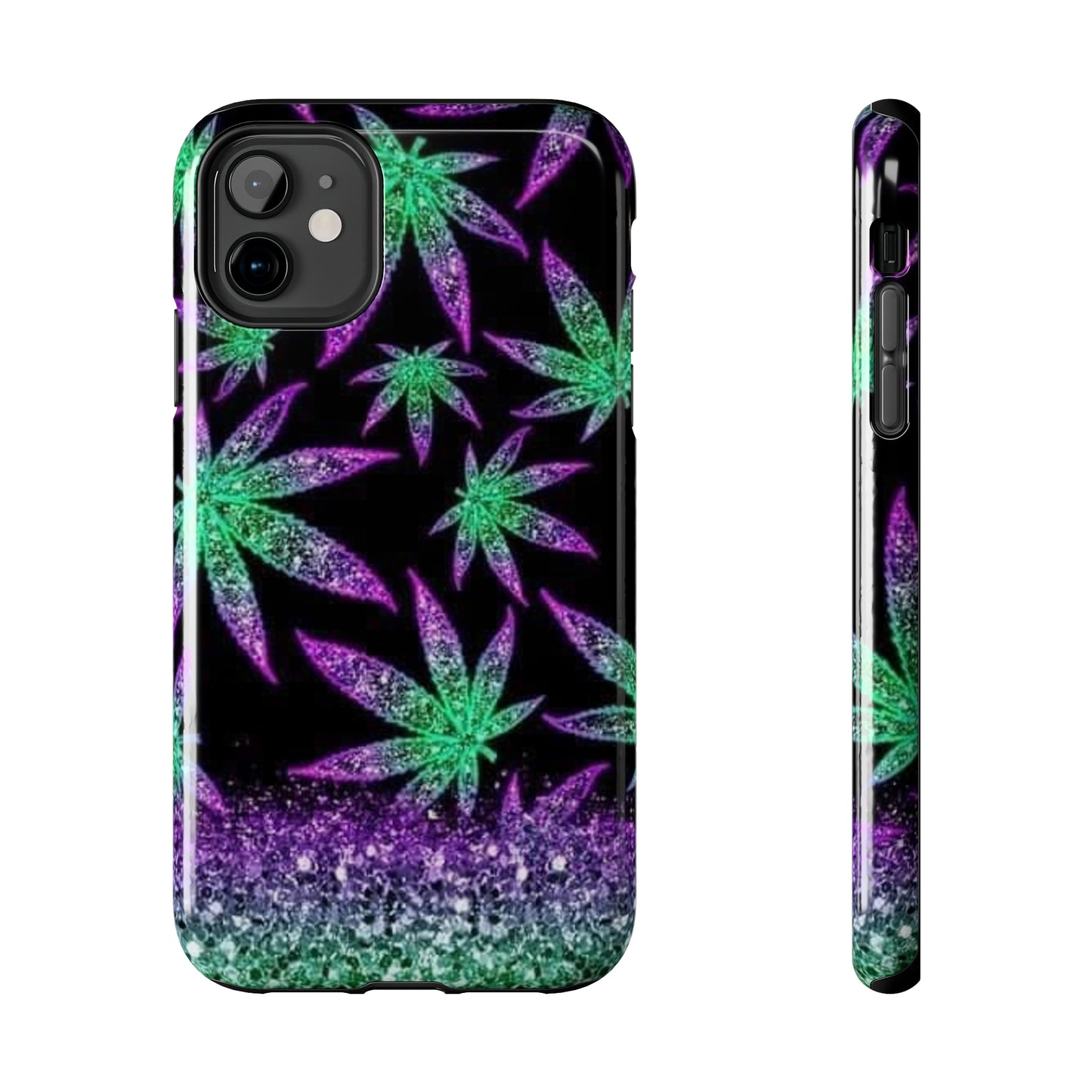 Marijuana Weed Leaf Glitter Tough Phone Case