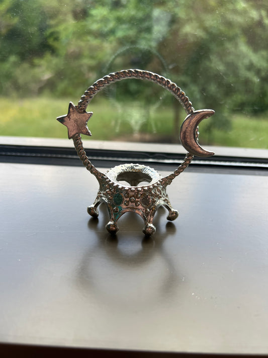 Silver Star & Moon Circle Sphere Holder