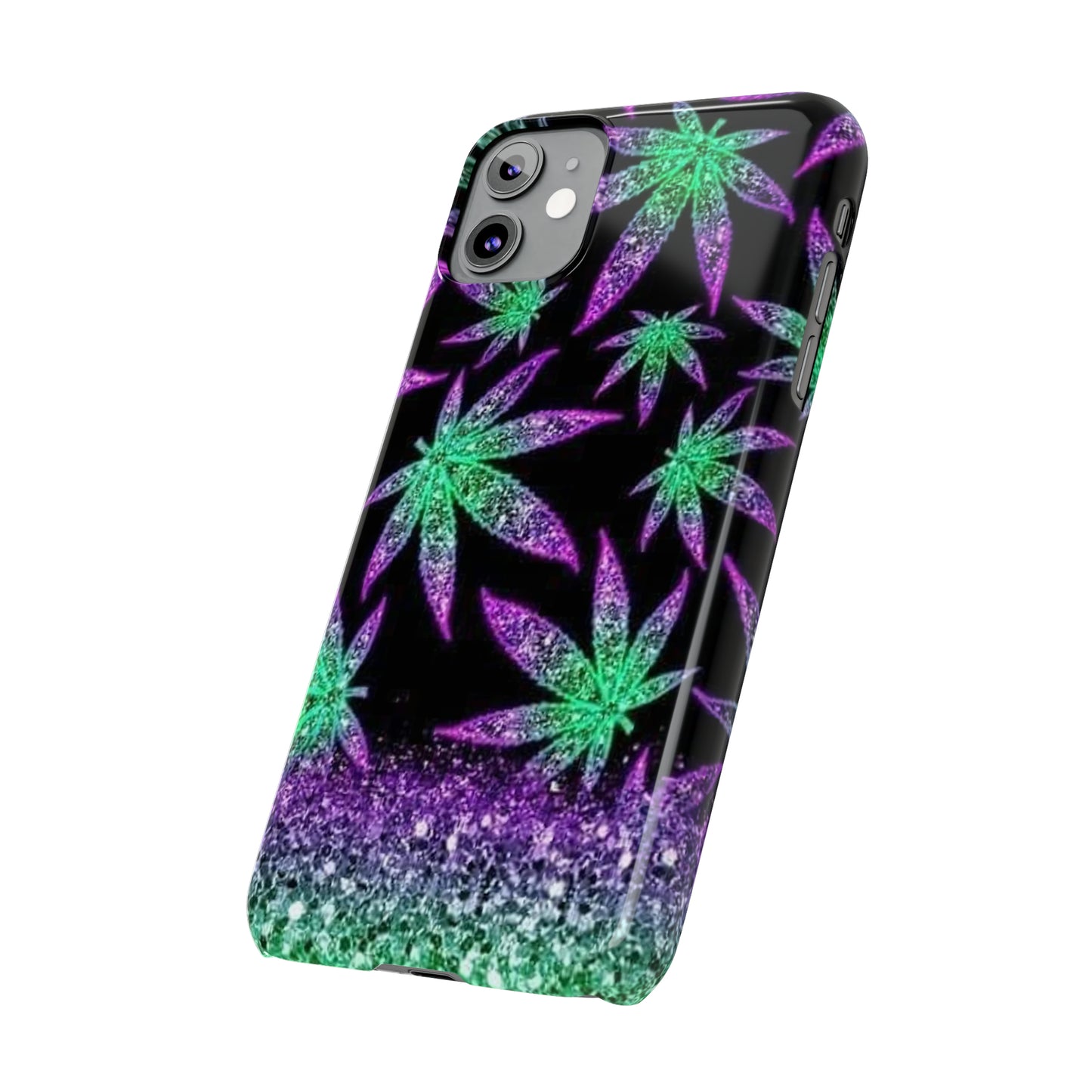 Marijuana Weed Leaf Glitter Slim Phone Case