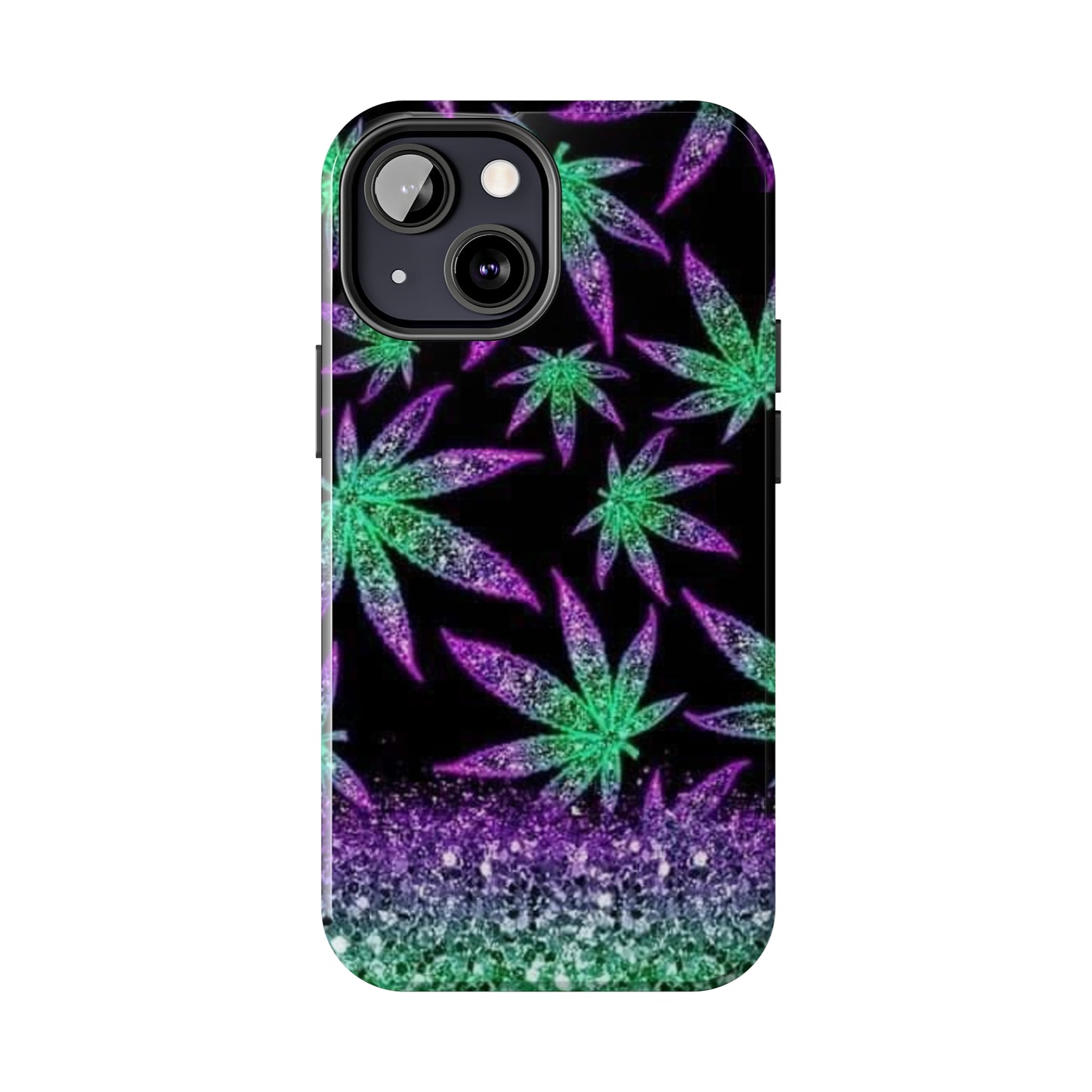 Marijuana Weed Leaf Glitter Tough Phone Case