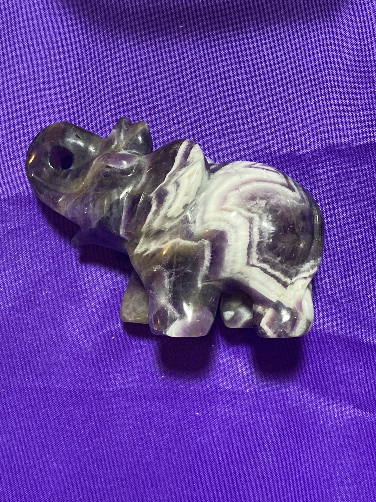 Chevron Amethyst Elephant Crystal Gemstone Carving