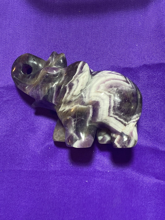 Chevron Amethyst Elephant Crystal Gemstone Carving