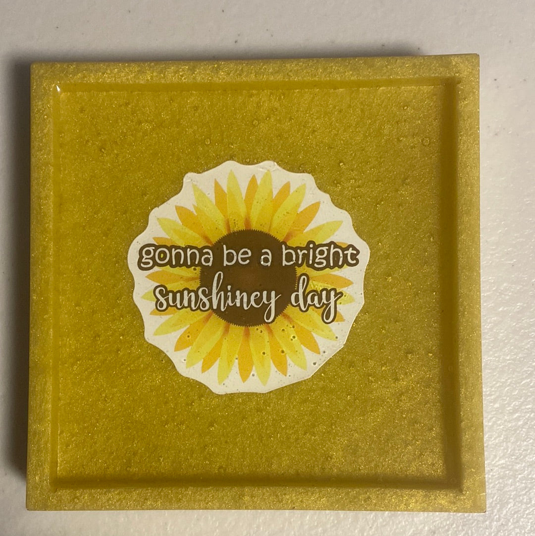 Sunflower Inspirational Handmade Resin Coasters