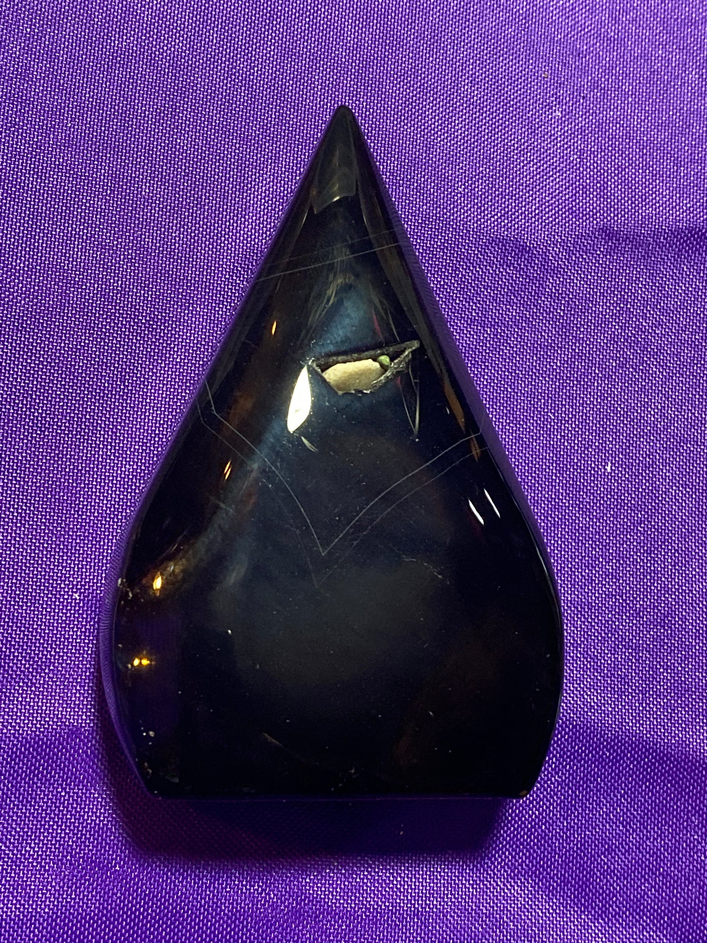 Black Obsidian Flat Teardrop Tower 3” with Natural Inclusions