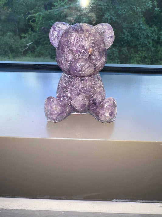 Genuine Gemstone Embedded Amethyst Teddy Bear