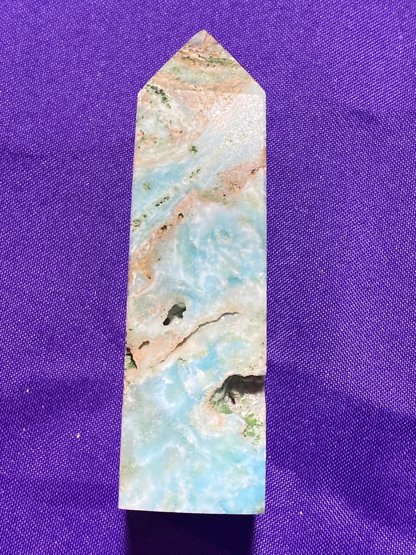 Hemimorphite 4” Tower with Natural Pocket