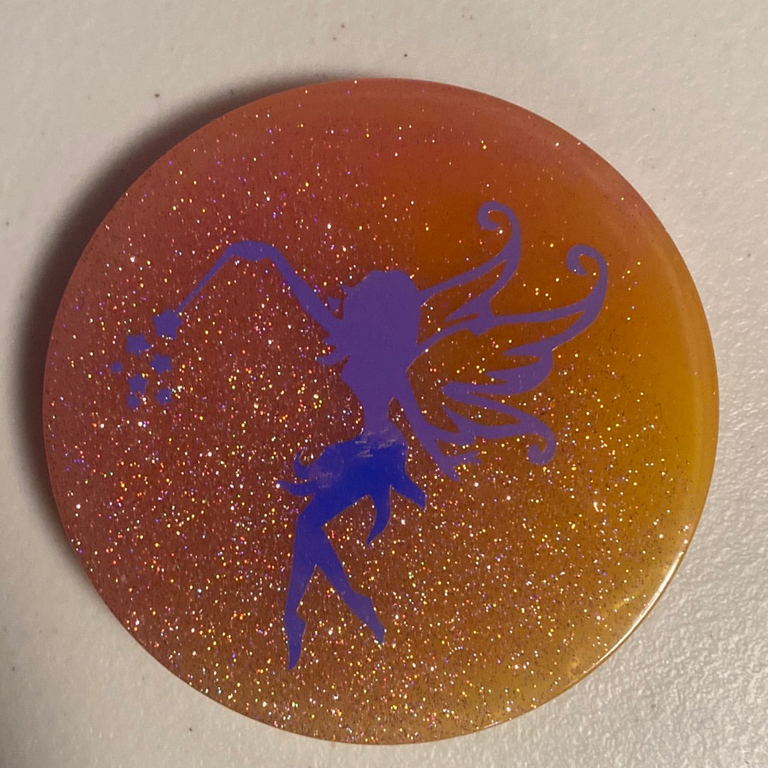 Round Iridescent Fairy Coasters - Handmade with Resin & Cork