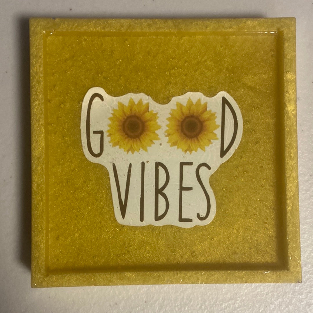 Sunflower Inspirational Handmade Resin Coasters