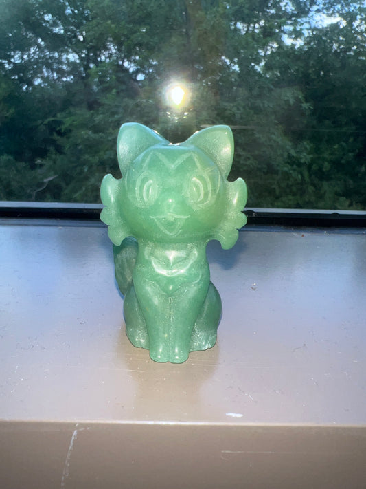 Green Aventurine Sprigatito Carving