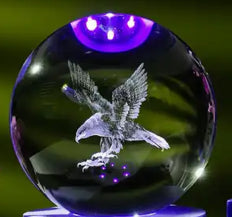 Laser Etched Glass Spheres with Stand - Regular stand or LED color rotating stand