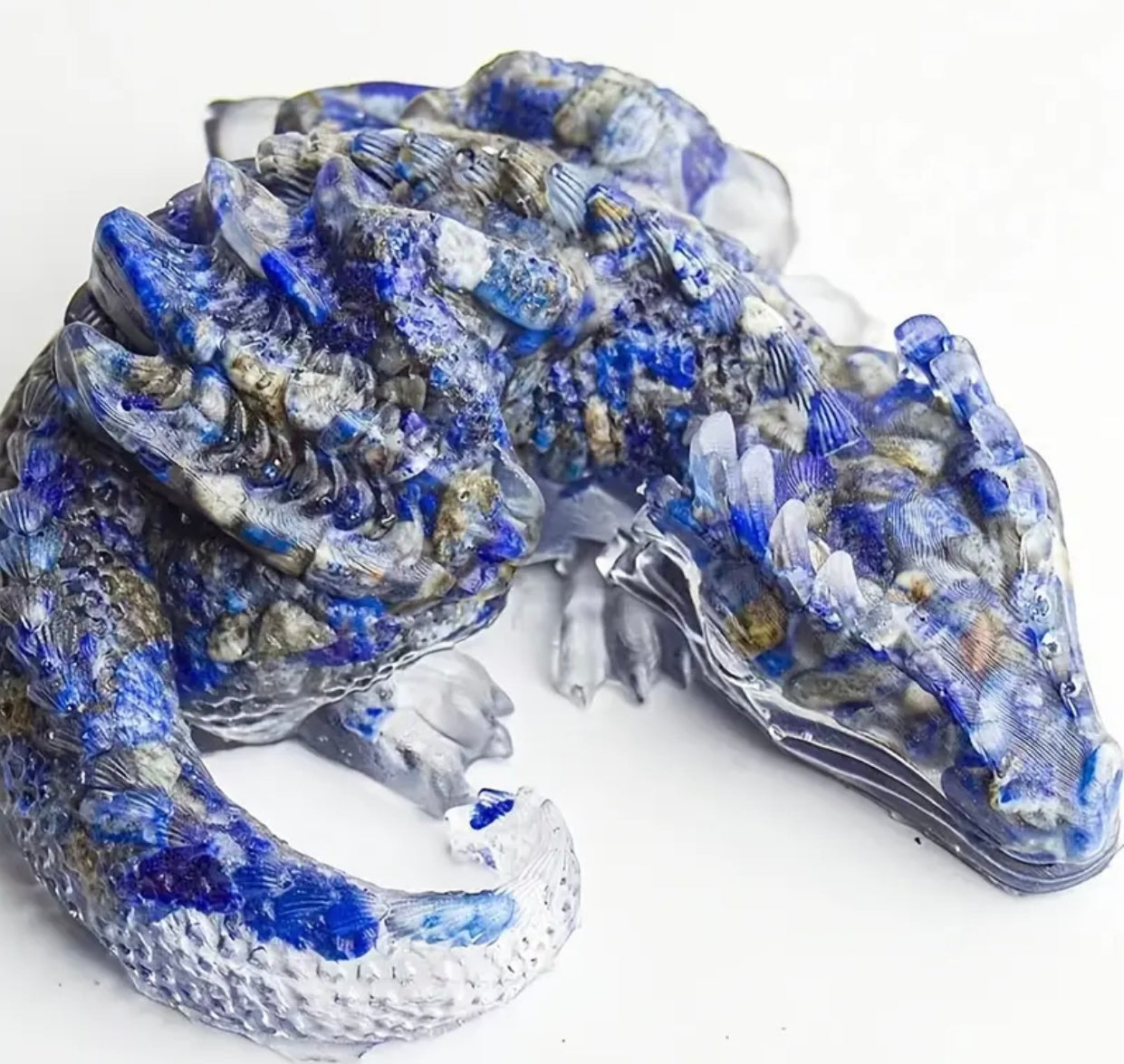 Genuine Gemstone Embedded Resin Dragon