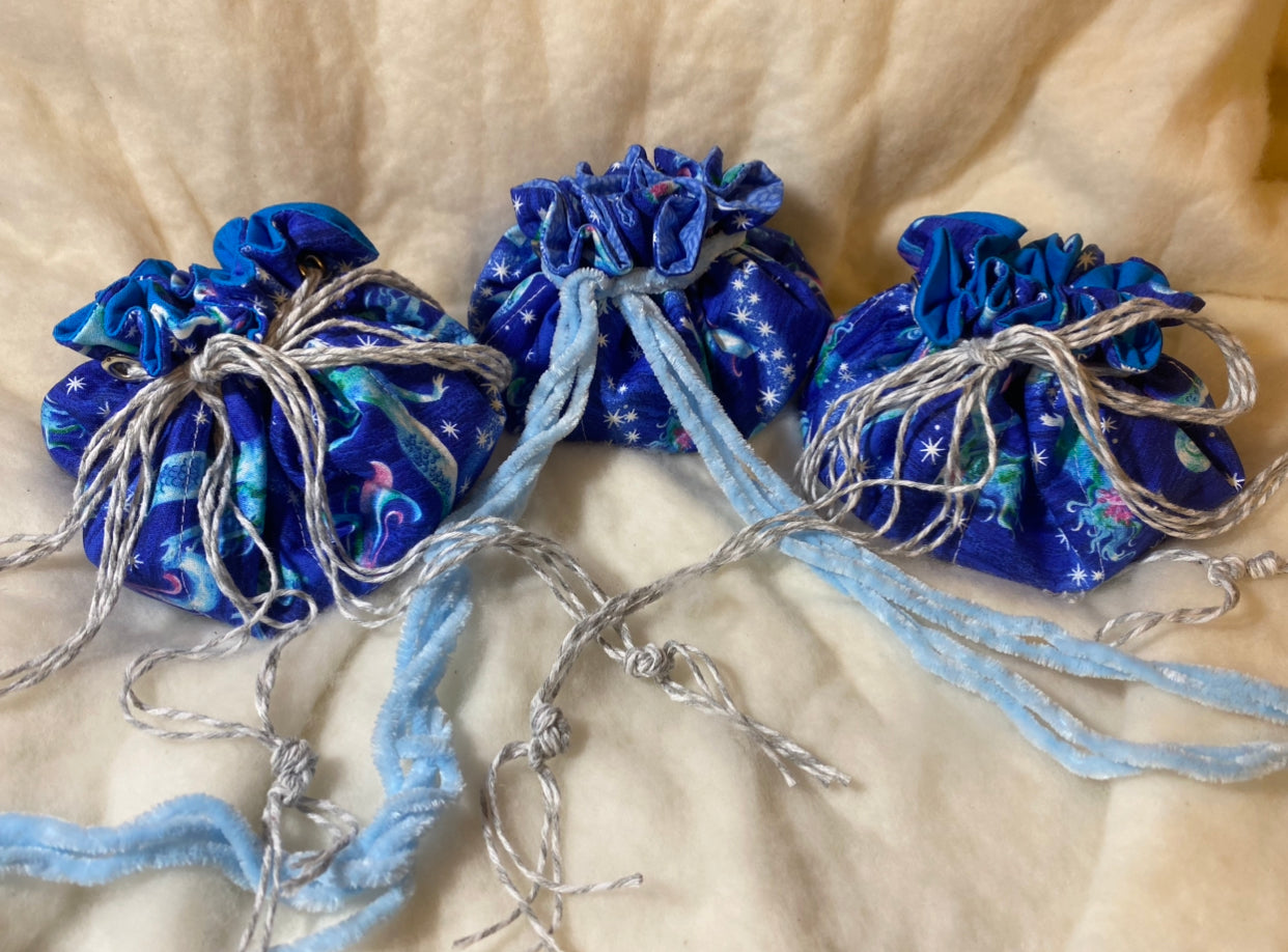 Handmade Drawstring Bags for Crystals, Jewelry, & Dice